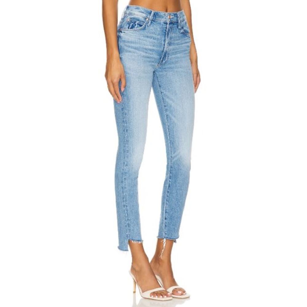 NEW MOTHER The Stunner Zip Step Ankle Fray Jeans Raw Cut Hem Tarrot Time Size 34 - Picture 4 of 14